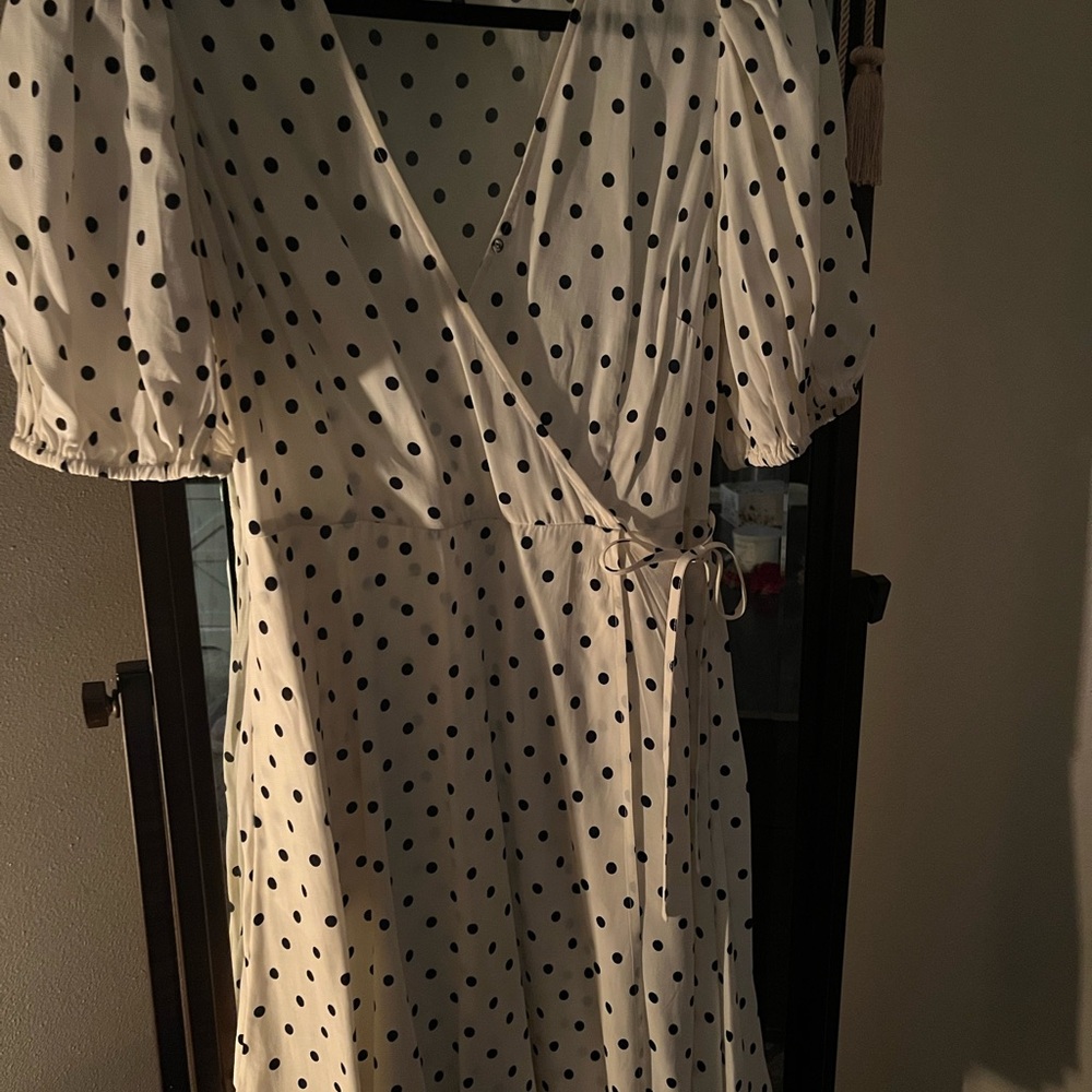 White Polka Dot Wrap Dress